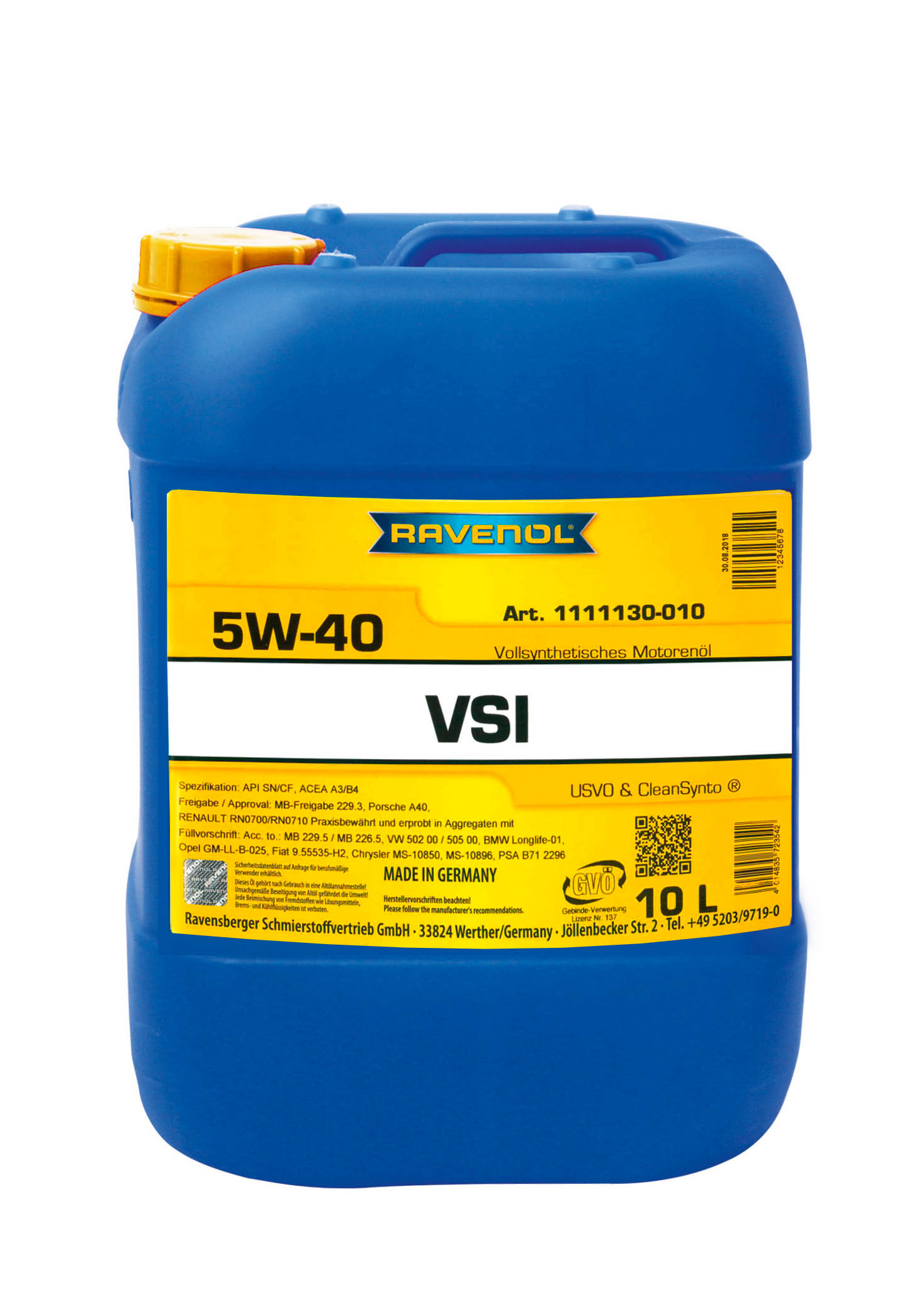 SAE 5W-40 10L VSI NEW МОТОРНОЕ МАСЛО, 4014835723542