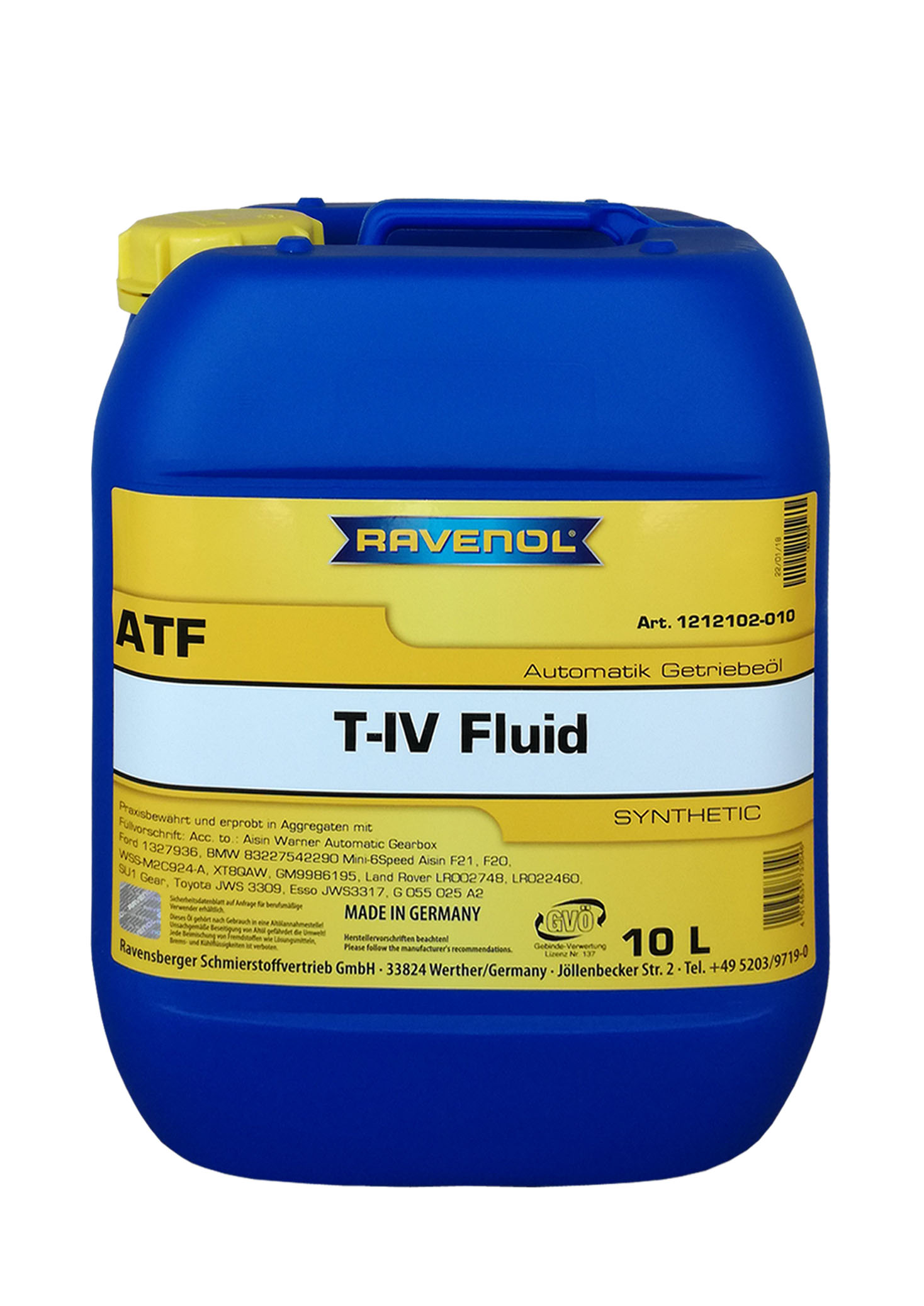 10L ATF T-IV FLUID NEW ТРАНСМИССИОННОЕ МАСЛО, 4014835733046