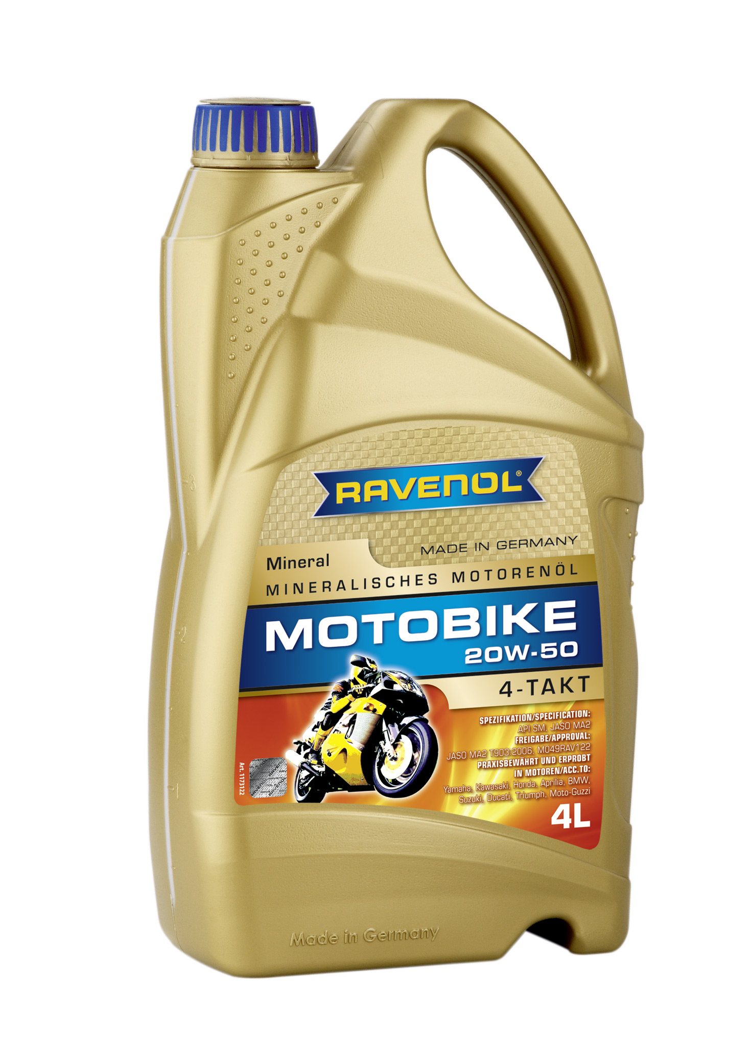 Моторное масло RAVENOL Motobike 4-T Mineral SAE 20W-50, 4л, 4014835731493