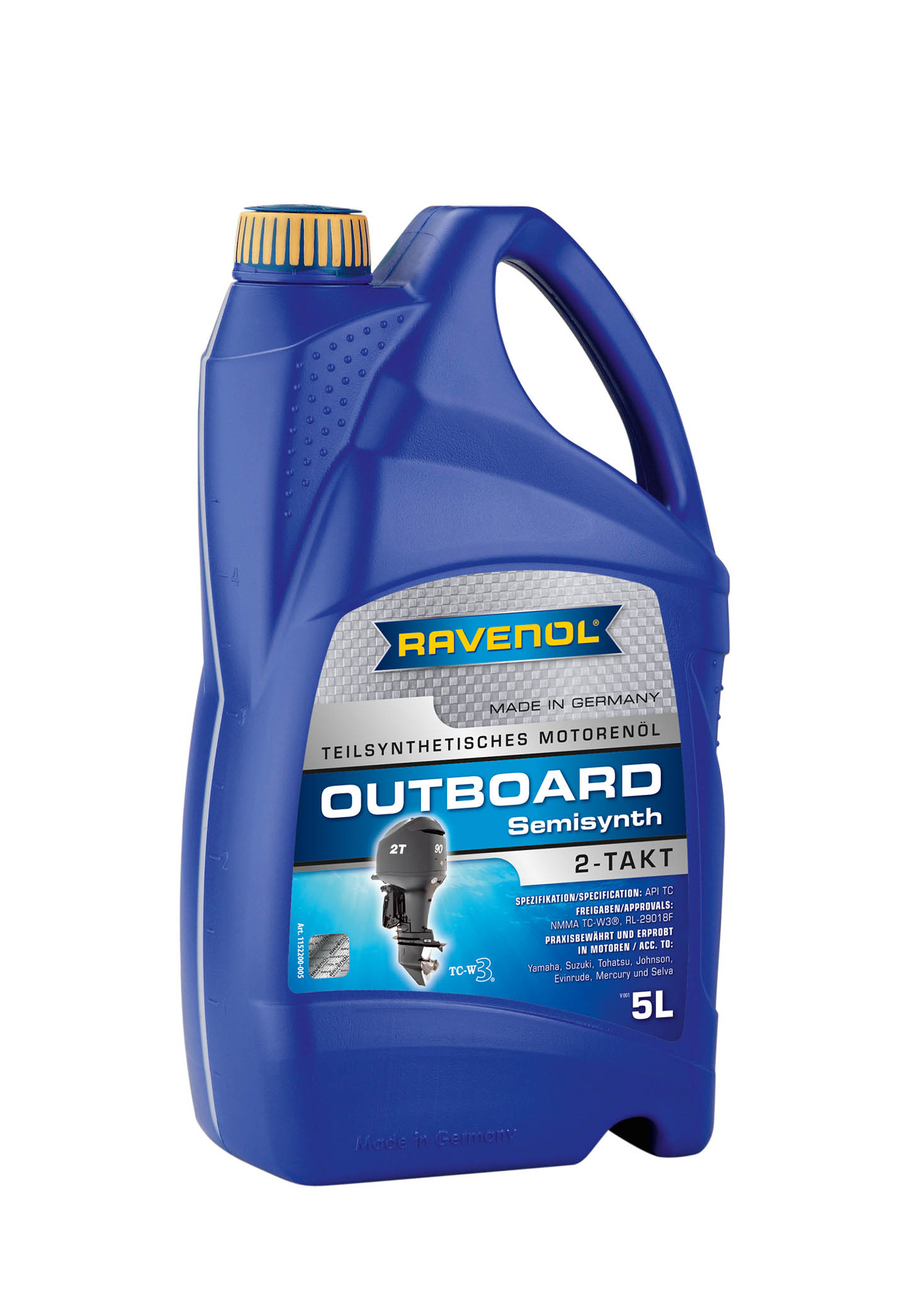 Моторное масло RAVENOL Outboardoel 2T Teilsynth, 5л, 4014835728356