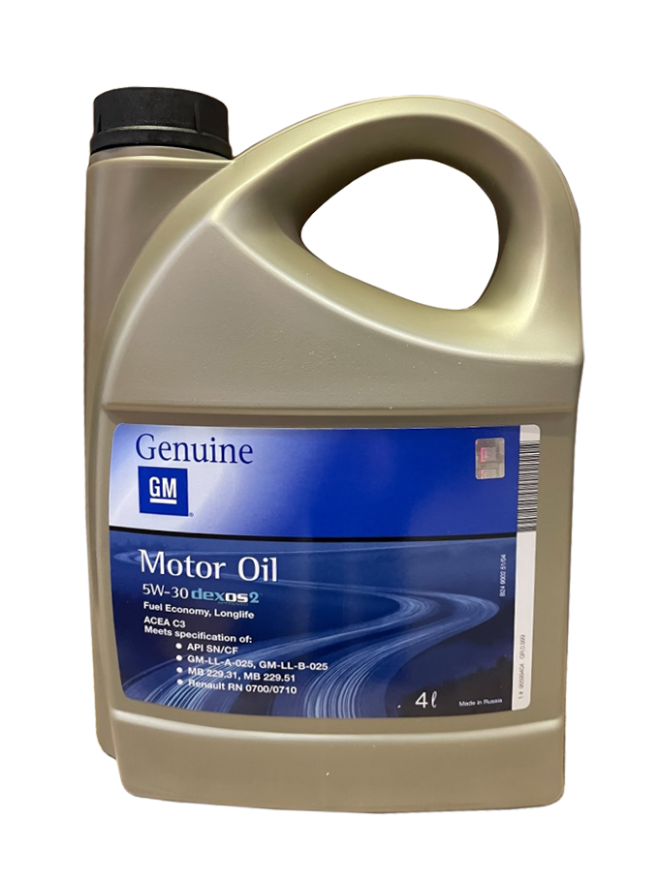 5W-30 4L GM DEXOS2 SN/CF A3/B4/C3 МАСЛО МОТОРНОЕ СИНТЕТИЧЕСКОЕ, 93165556