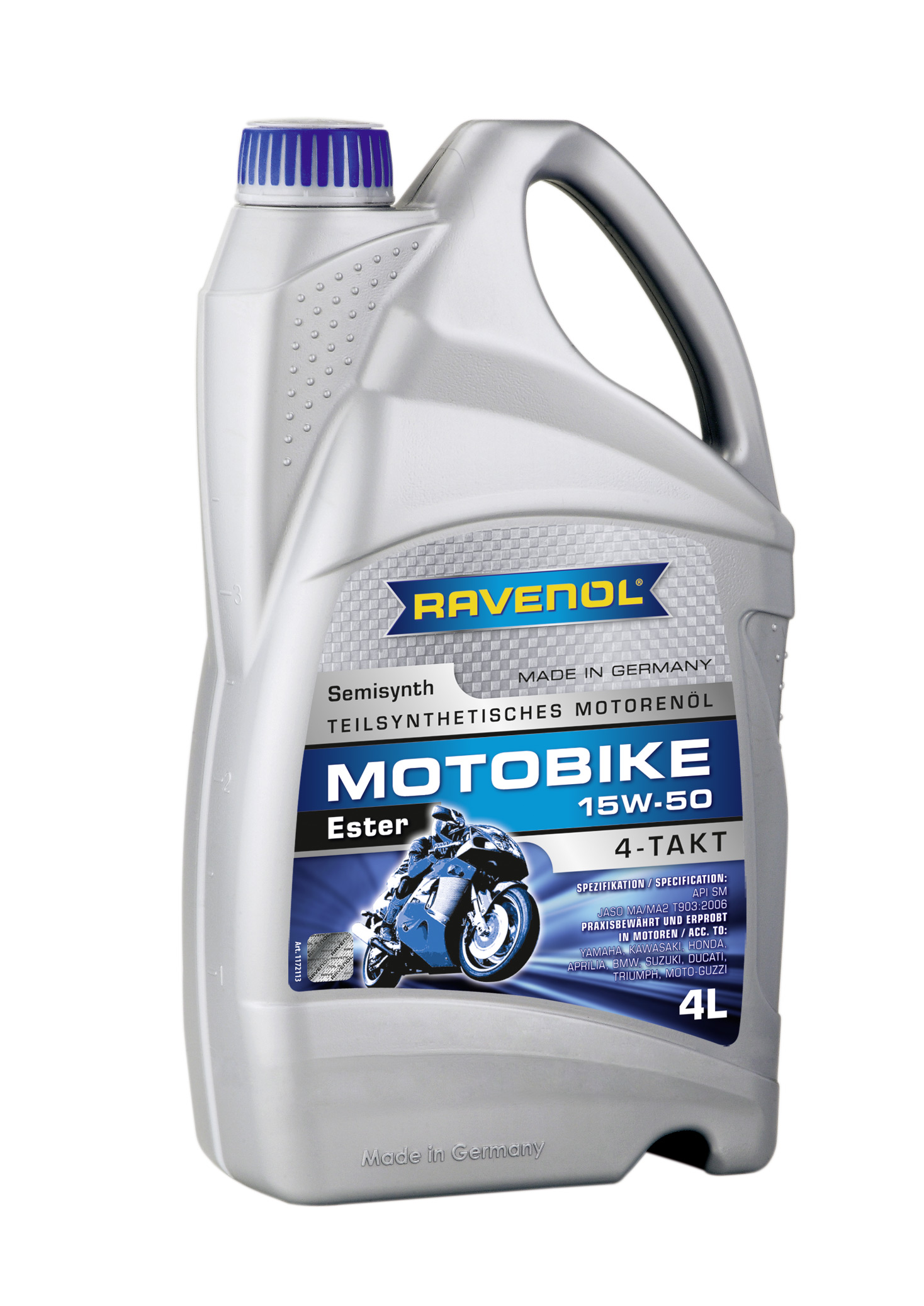 Моторное масло RAVENOL MOTOBIKE 4-T Ester SAE 15W-50, 4л, 4014835731295