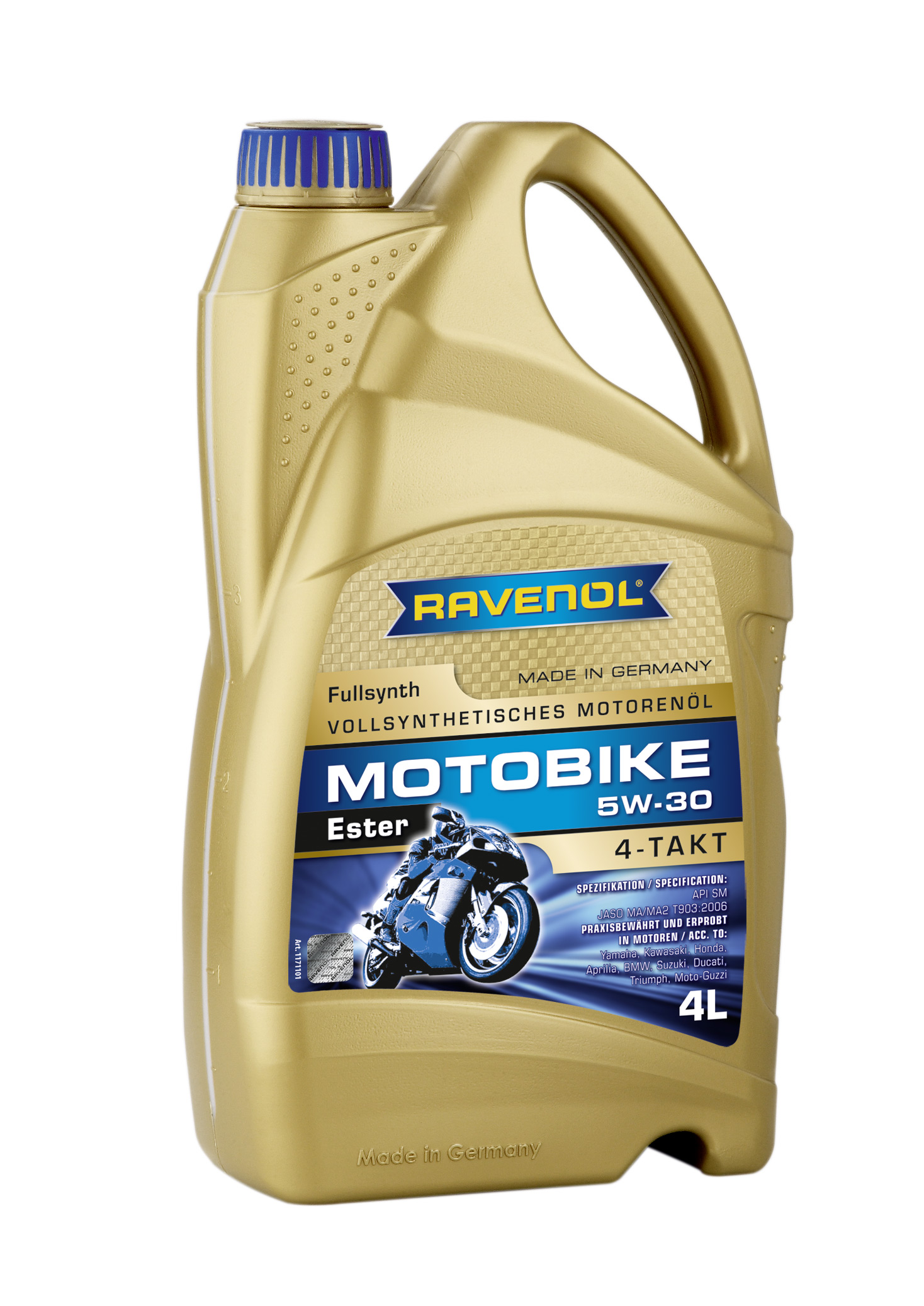 Моторное масло RAVENOL Motobike 4-T Ester SAE 5W-30 (4л) new, 4014835730694