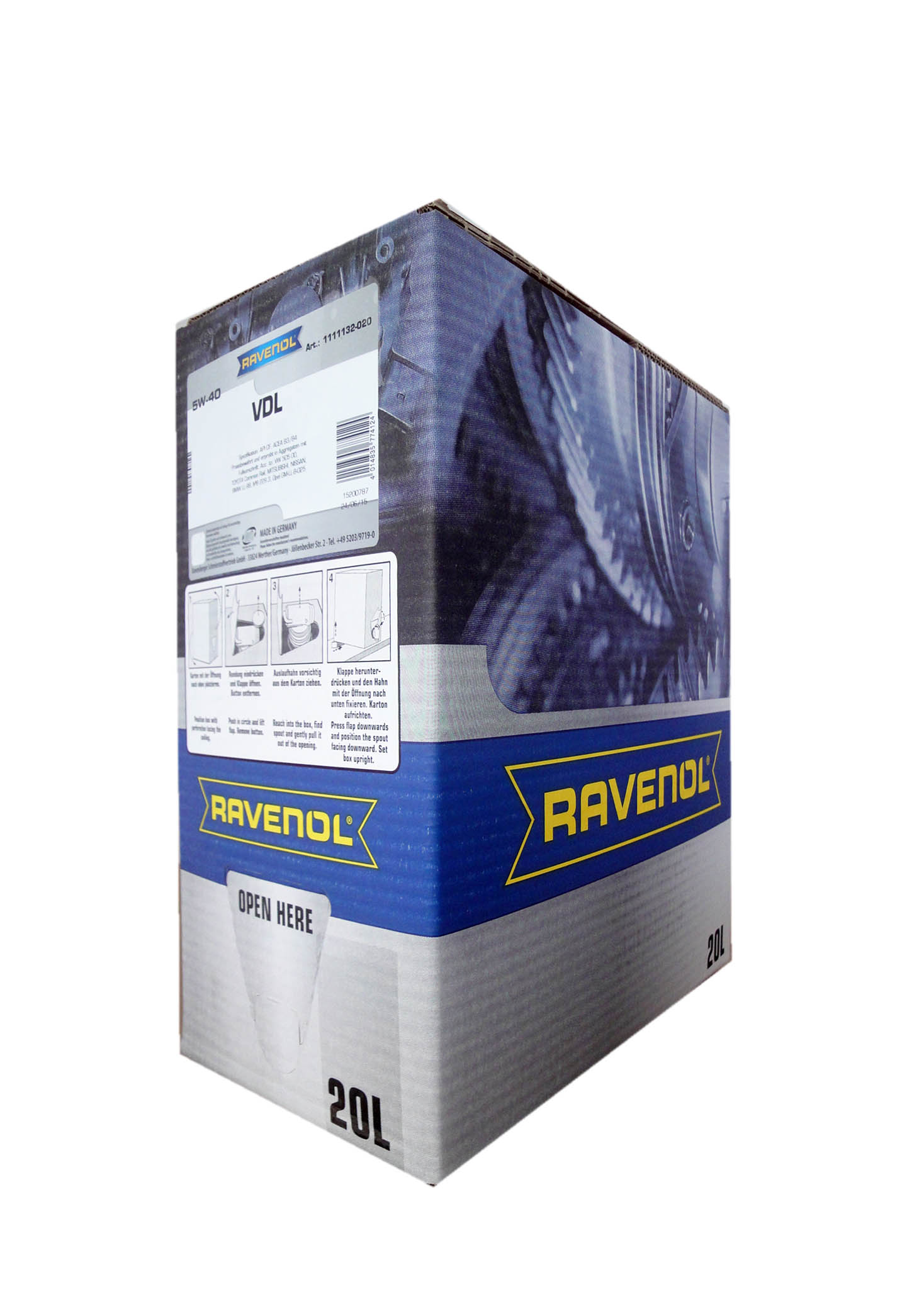 Моторное масло RAVENOL VDL SAE 5W-40 (20л) ecobox, шт, 4014835774124