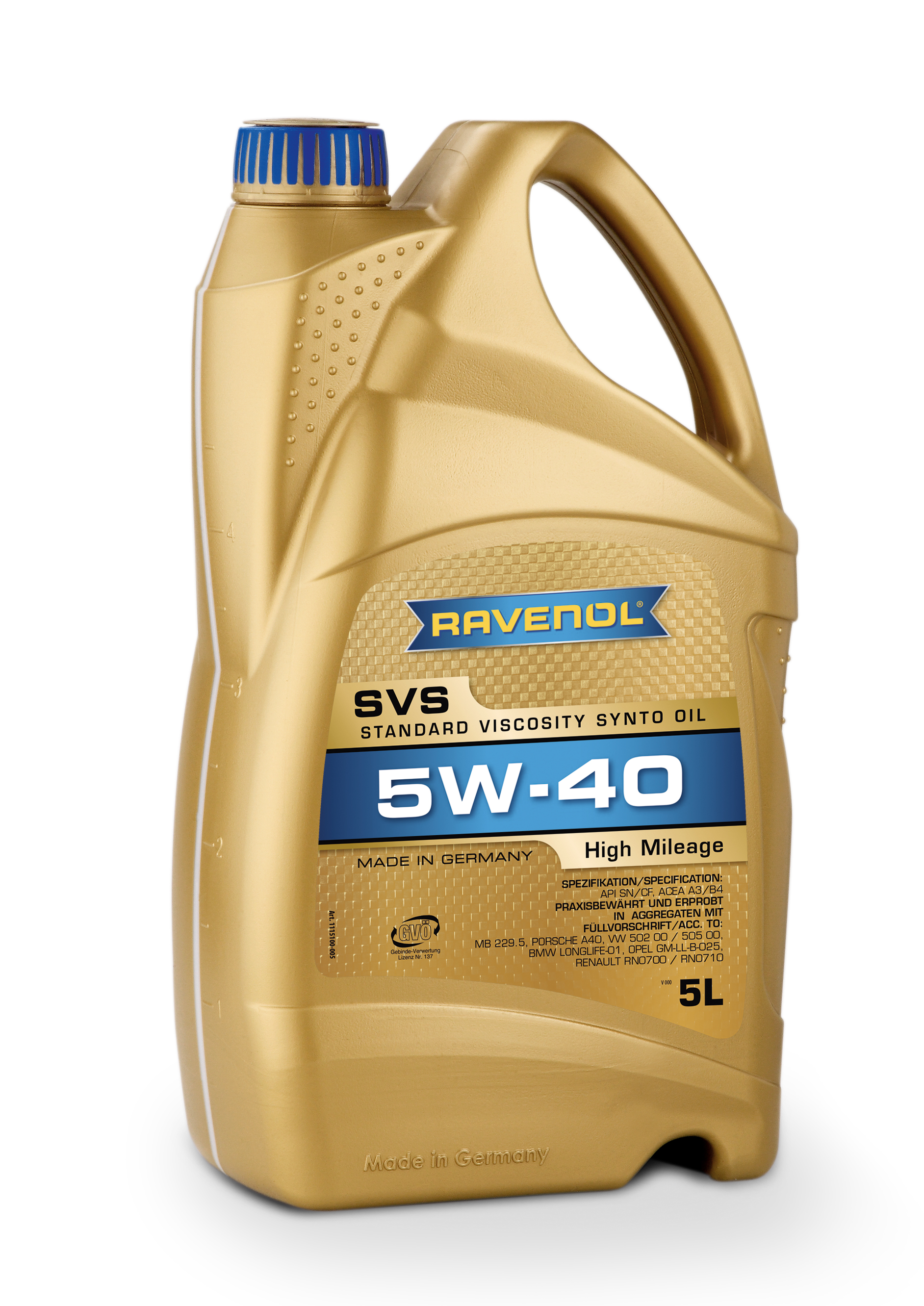 SAE 5W-40 5L SVS STANDARD VISCOSITY SYNTO OIL NEW МОТОРНОЕ МАСЛО, 4014835802841
