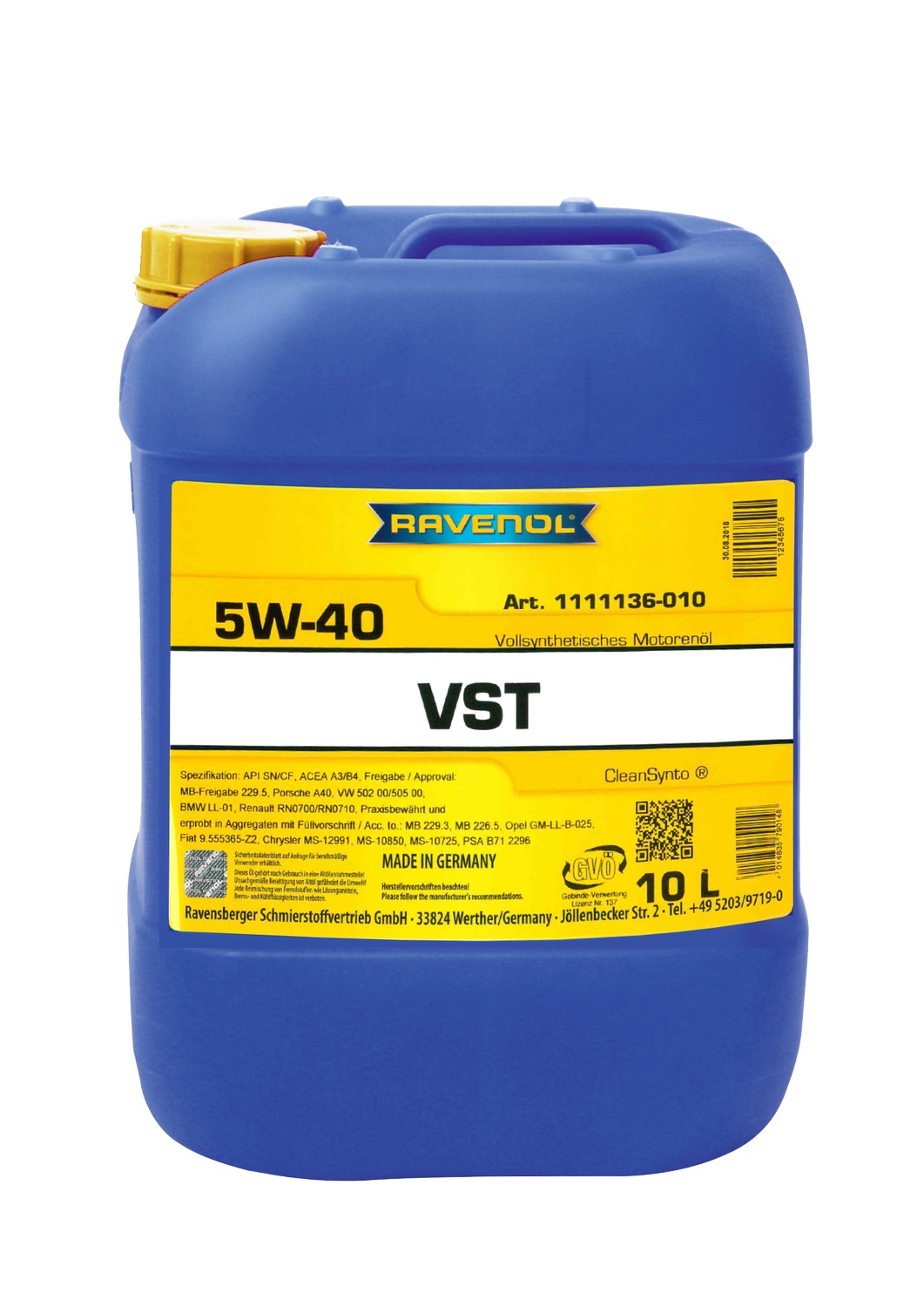 SAE 5W-40 10L VST МОТОРНОЕ МАСЛО, 4014835790148