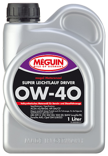 Моторное масло Meguin Megol Motorenoel Super Leichtlauf Driver 0W-40, 1л, 4894