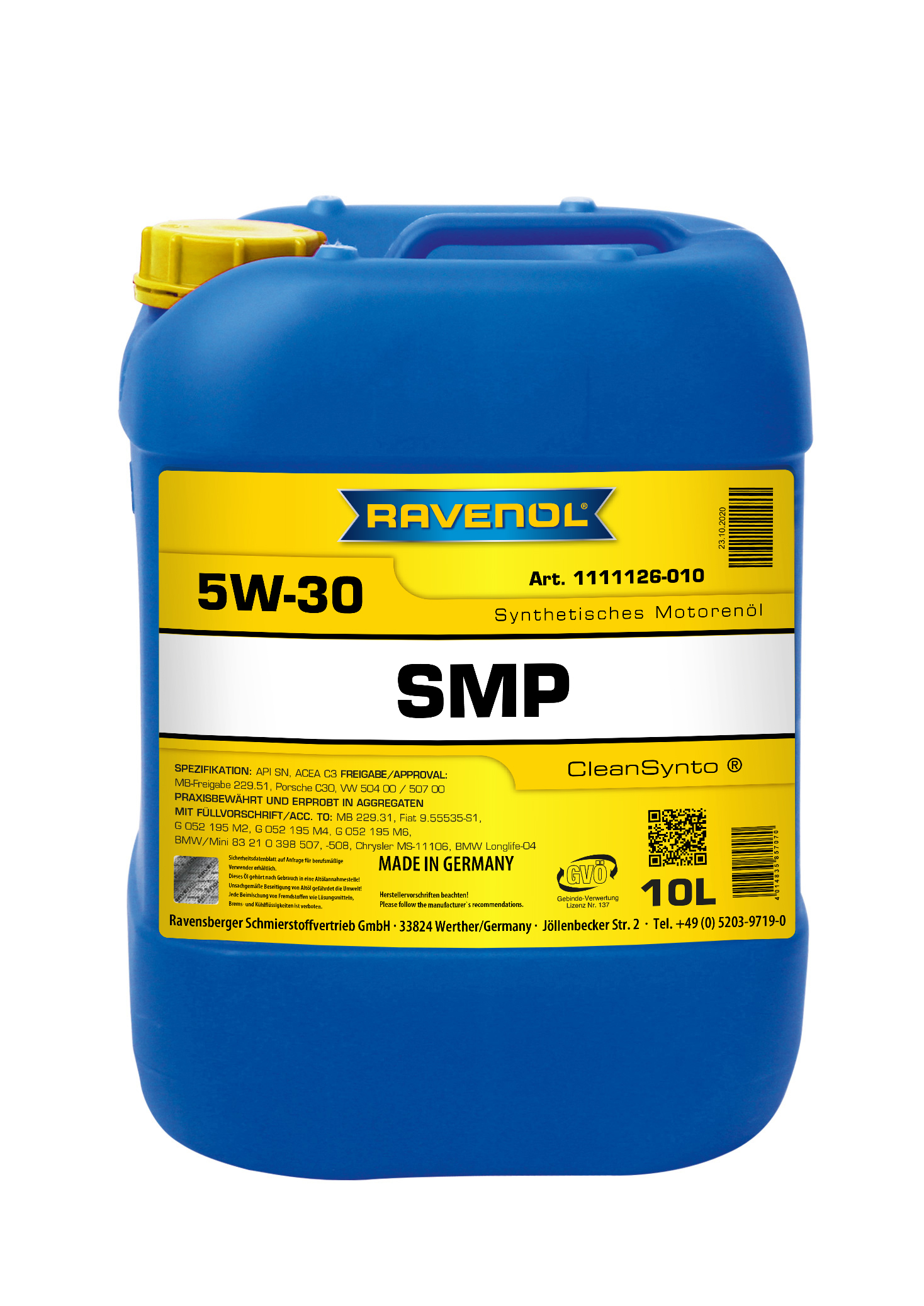 SAE 5W-30 10L SMP МОТОРНОЕ МАСЛО, 4014835857070