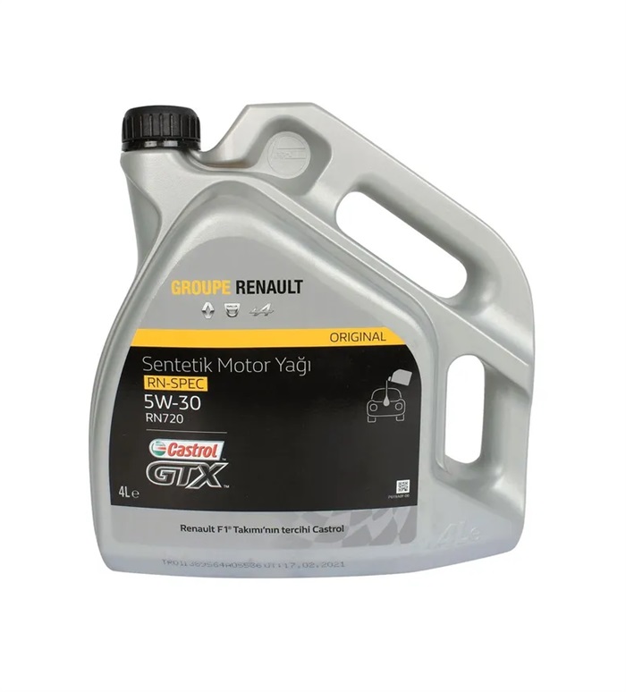 5W30 4L RENAULT - CASTROL GTX RN-SPECRN 720 МОТОРНОЕ МАСЛО (ТУРЦИЯ), 7711943761