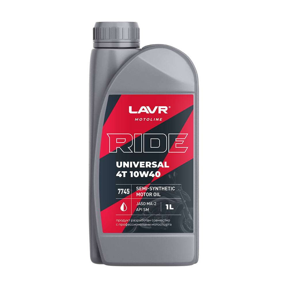 LAVR MOTO Моторное масло RIDE UNIVERSAL 4T 10W40 SM, 1 л, LN7745