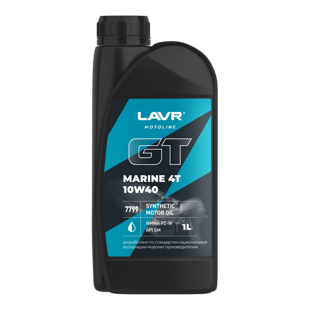 LAVR MOTO Моторное масло GT Marine 4Т 10W40 SM, 1л, LN7799